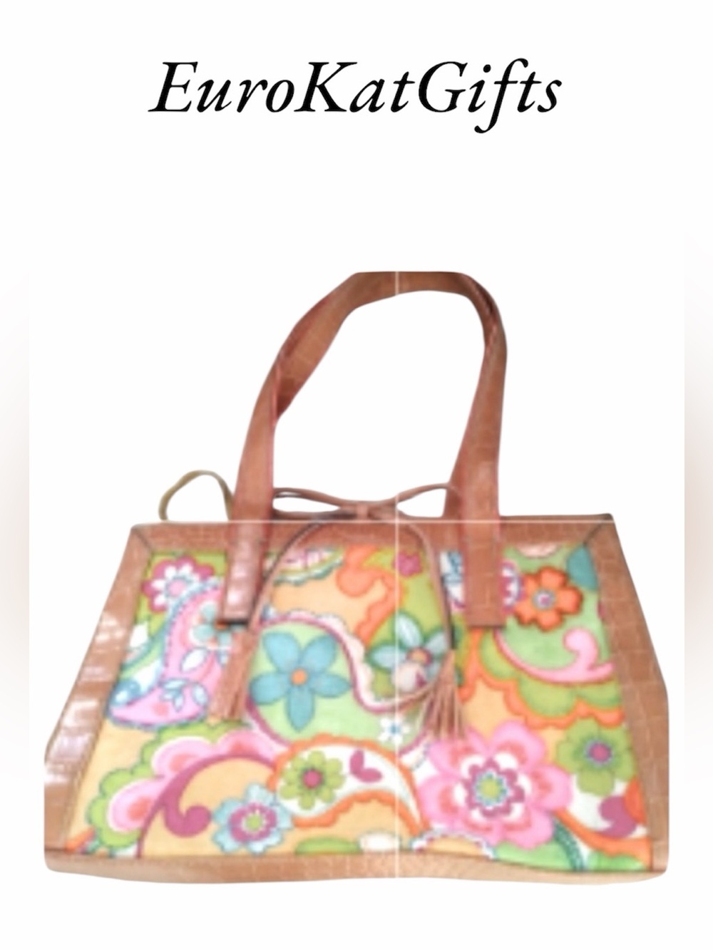 Liz Claiborne Colorful Tropical Purse Bag Pre Loved very cute Vintage 9"x 13'
